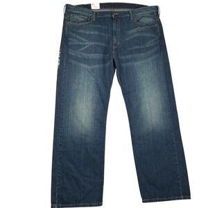 Levis 569 Jeans Mens 42W 32L Blue Loose Straight Relaxed Denim Black Bat Wing